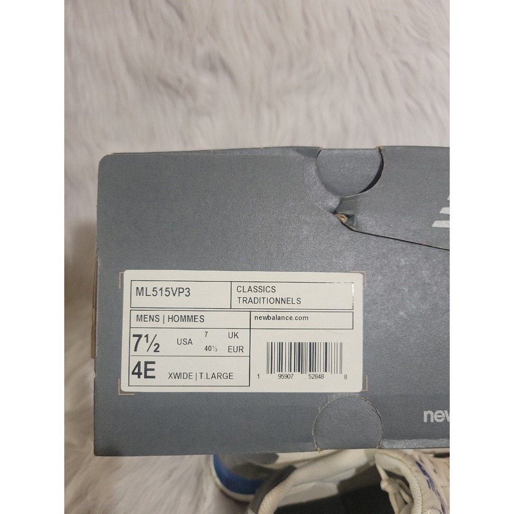 New Balance Size 7.5 4E Classic Traditionnels White, Gray, & Blue - Ml515SM3 - Picture 7 of 10